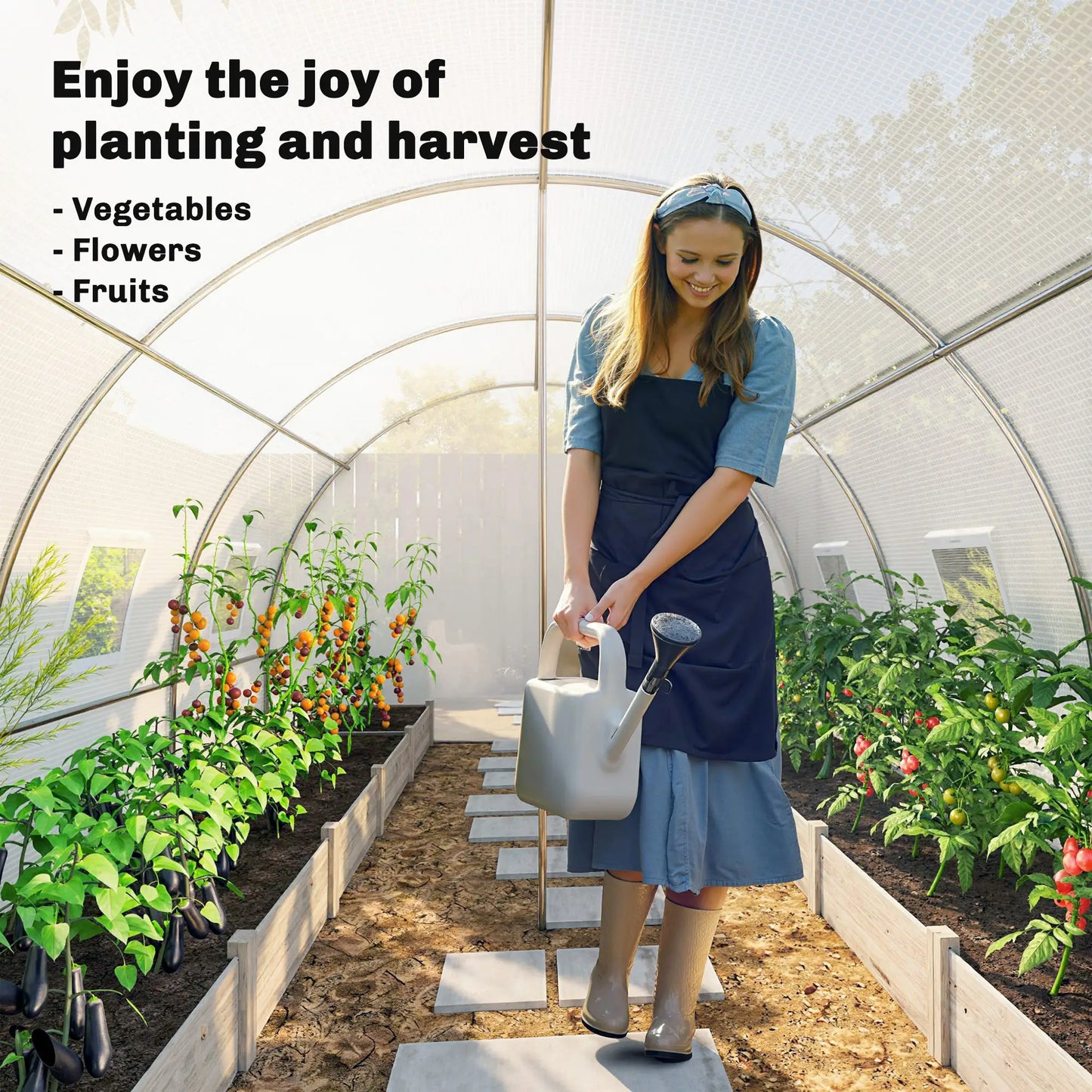 Walk-In Tunnel Greenhouse, 13'x9.8'x6.6', White Tunnel Greenhouses at Gallery Canada