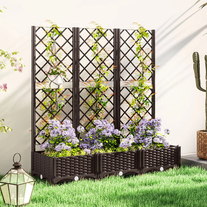 Raised Garden Bed With Trellis, PE Rattan, Drainage Holes, 47" x 16" x 48" Raised Garden Beds at Gallery Canada