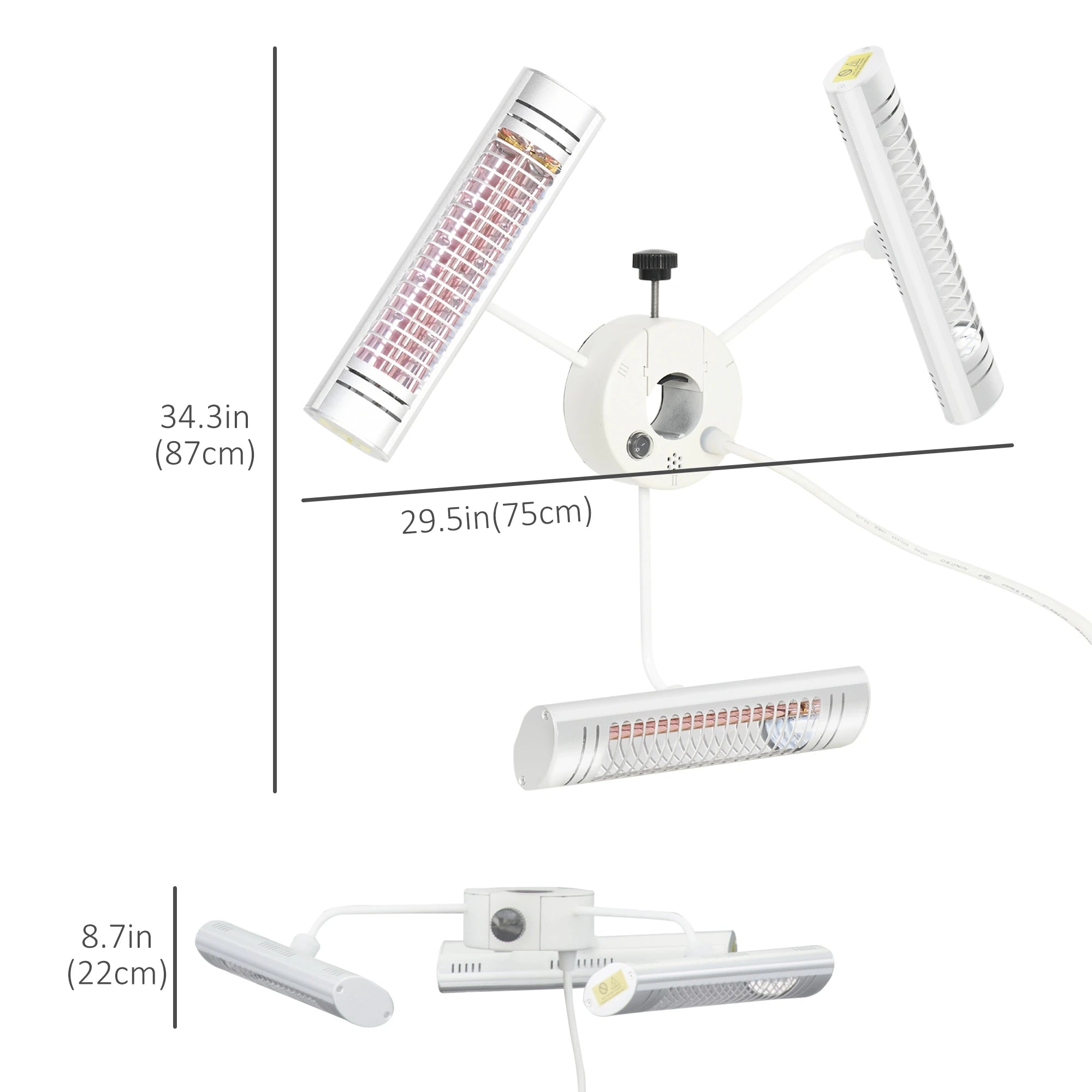 Electric Patio Heater, 3 Heating Panels, Infrared Remote, Silver Electric Tower Heaters at Gallery Canada
