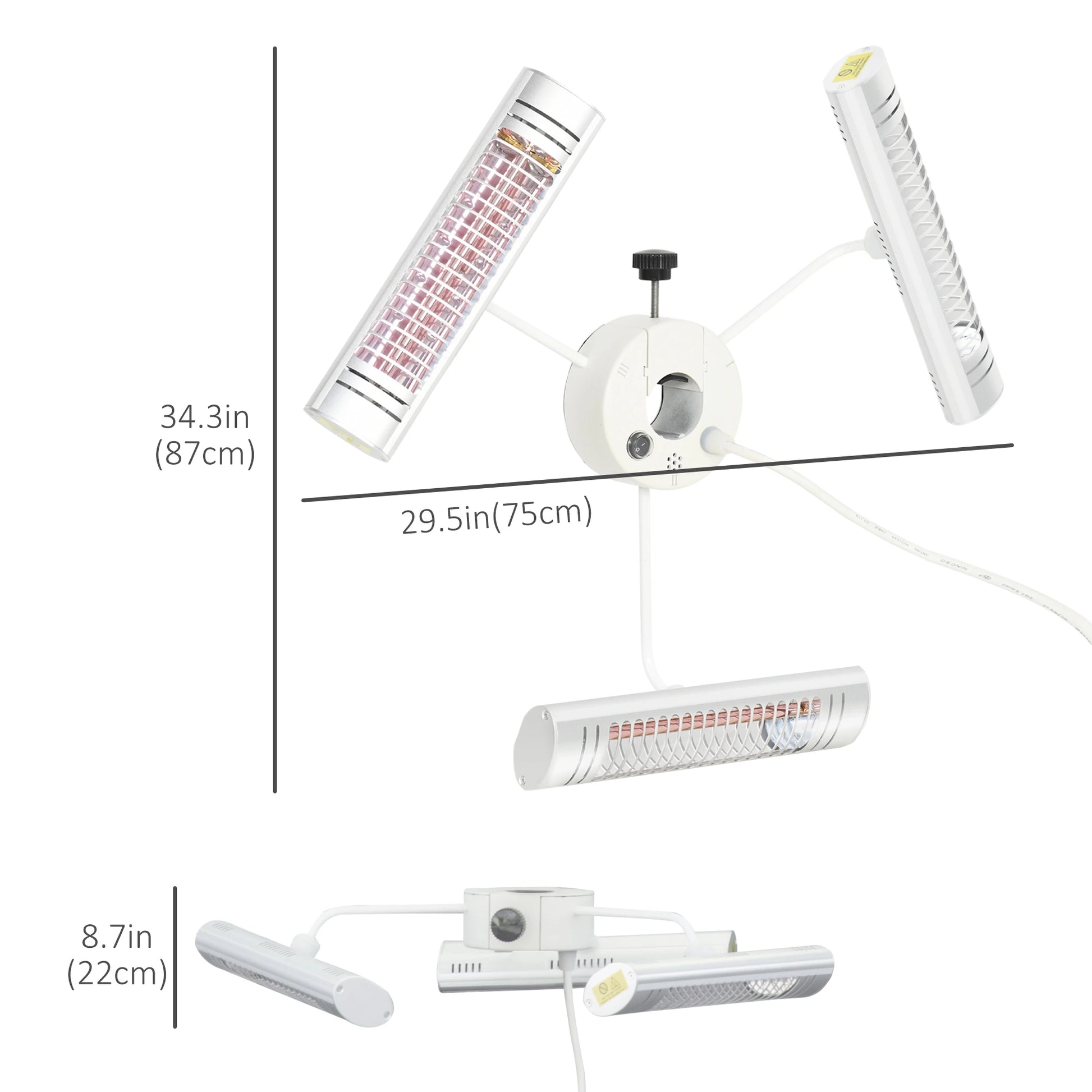 Electric Patio Heater, 3 Heating Panels, Infrared Remote, Silver Electric Tower Heaters at Gallery Canada