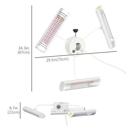Electric Patio Heater, 3 Heating Panels, Infrared Remote, Silver Electric Tower Heaters at Gallery Canada