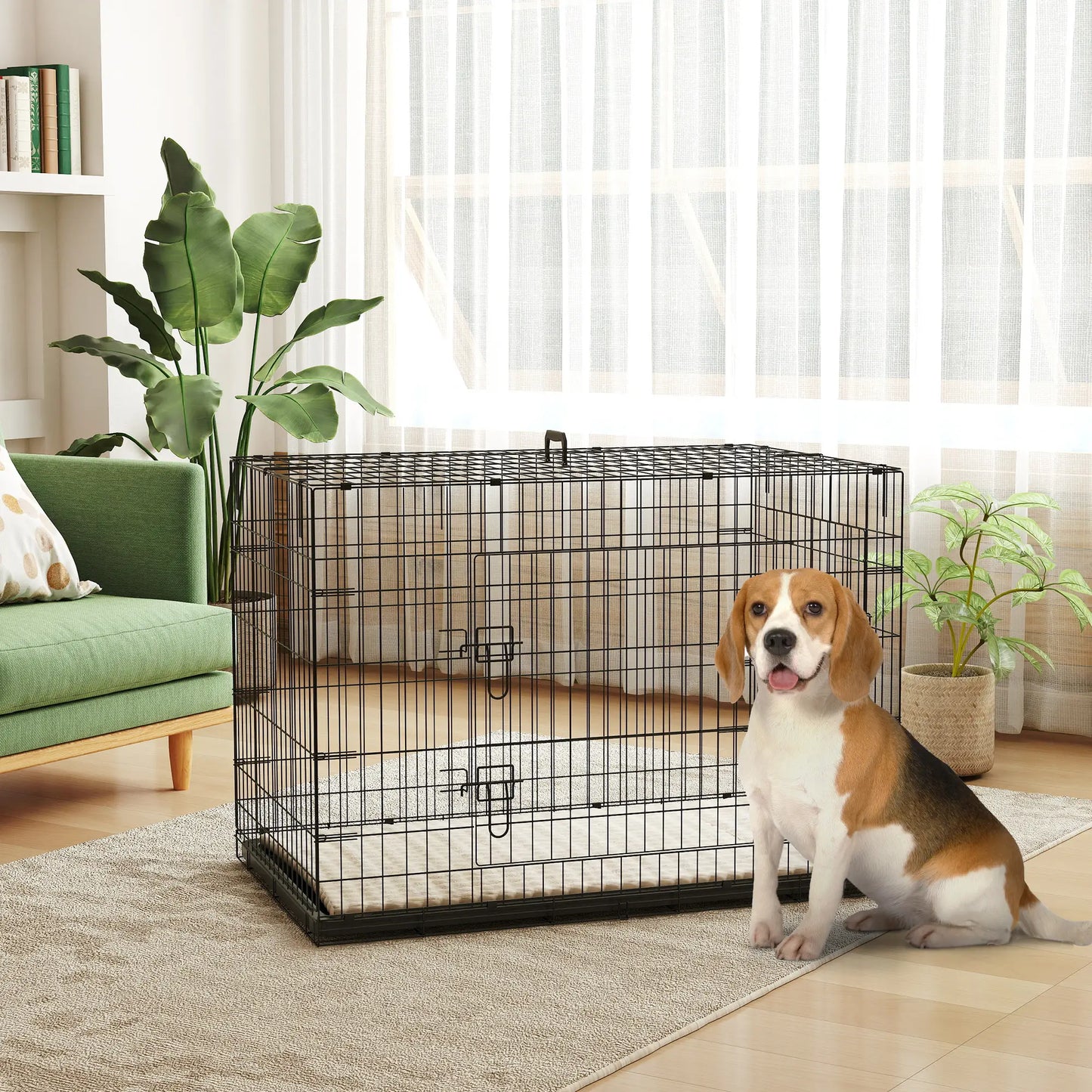 41" Folding Metal Dog Crate, 2 Doors, Removable Tray, Black Houses, Kennels & Pens at Gallery Canada