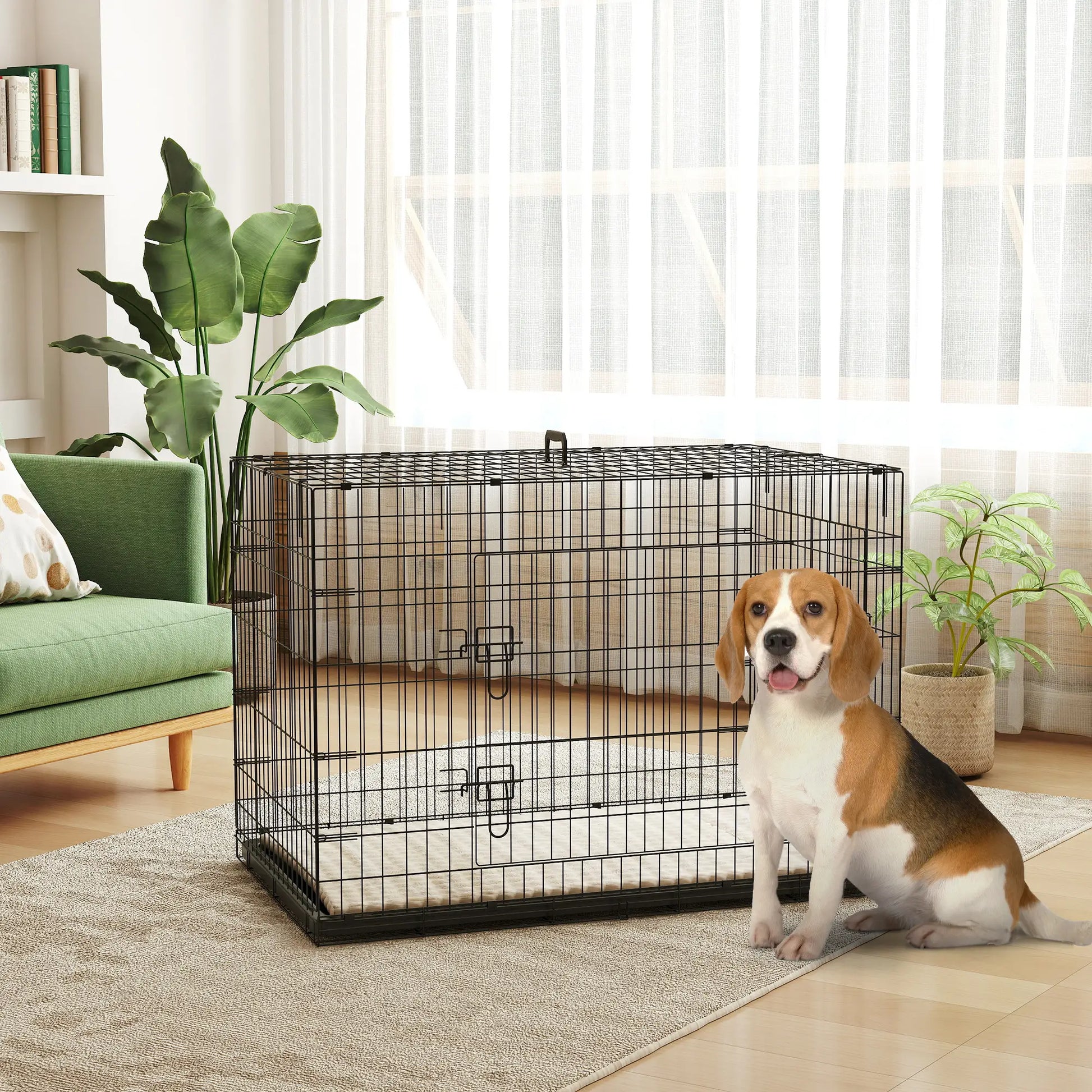41" Folding Metal Dog Crate, 2 Doors, Removable Tray, Black Houses, Kennels & Pens at Gallery Canada