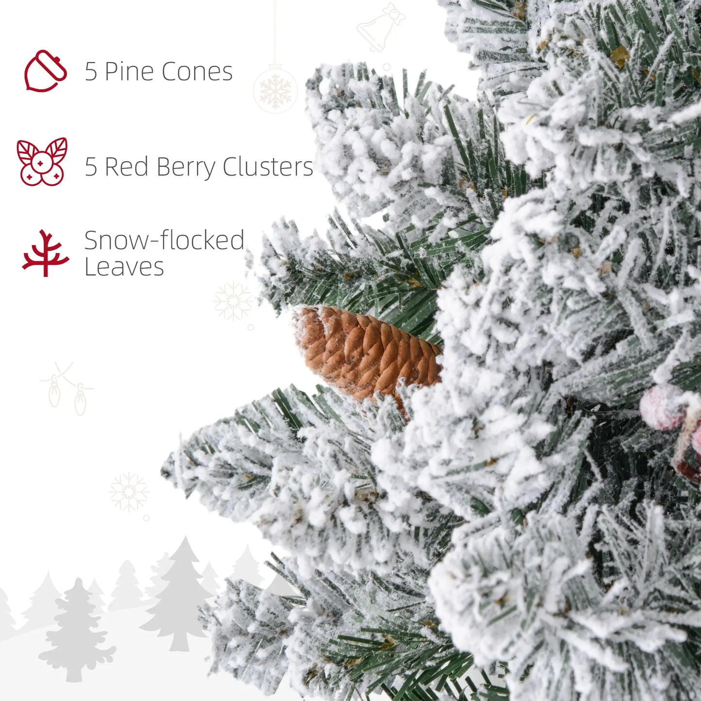 24" Flocked Christmas Wreath with Lights, Pine Cones, Berries, Green Christmas Wreaths at Gallery Canada