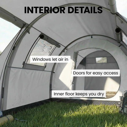 3-4 Person 2 Room Camping Tent 3000mm Waterproof, Grey Camping Tents at Gallery Canada