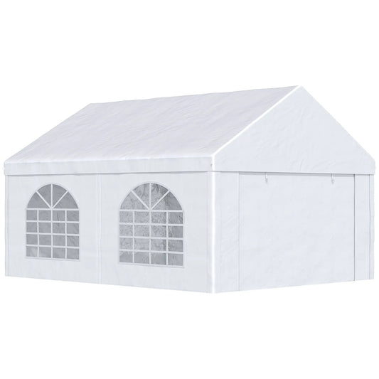16.5' x 13' Outdoor Party Tent, With Sides, 4 Windows, 2 Doors, White Canopy Tents White at Gallery Canada