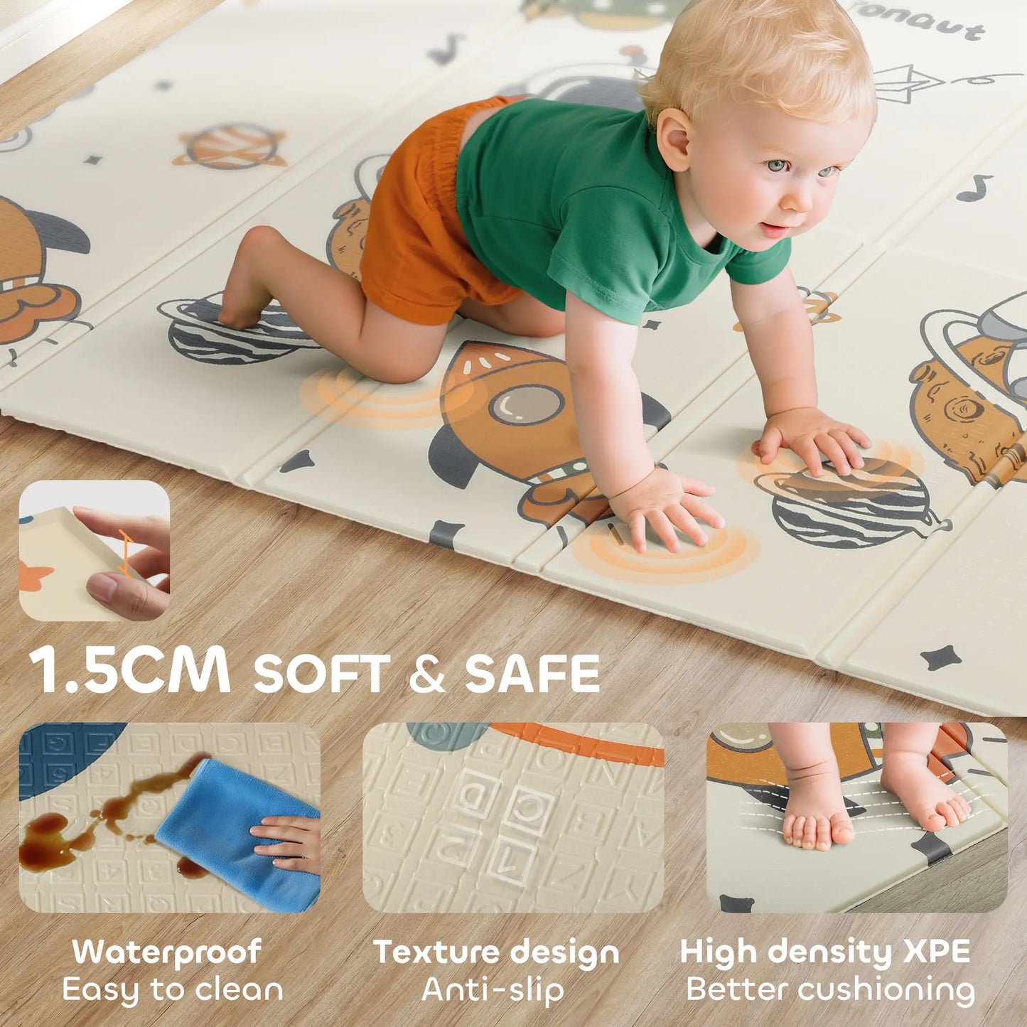 Double Sided Baby Play Mat, Reversible Waterproof, Astronaut Planet Theme Kids Gym & Playmats at Gallery Canada