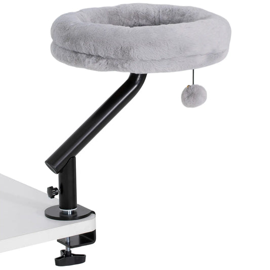 Cat Desk Bed, 360° Rotatable, Adjustable Height, Home Office Work Cat Houses Grey, Black at Gallery Canada