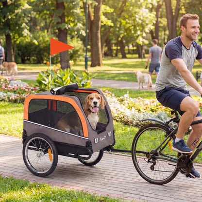 Dog Bike Trailer, Pet Cart Carrier With 2 Doors, Large Wheels, Safety Flag Dog Bike Trailers & Strollers at Gallery Canada