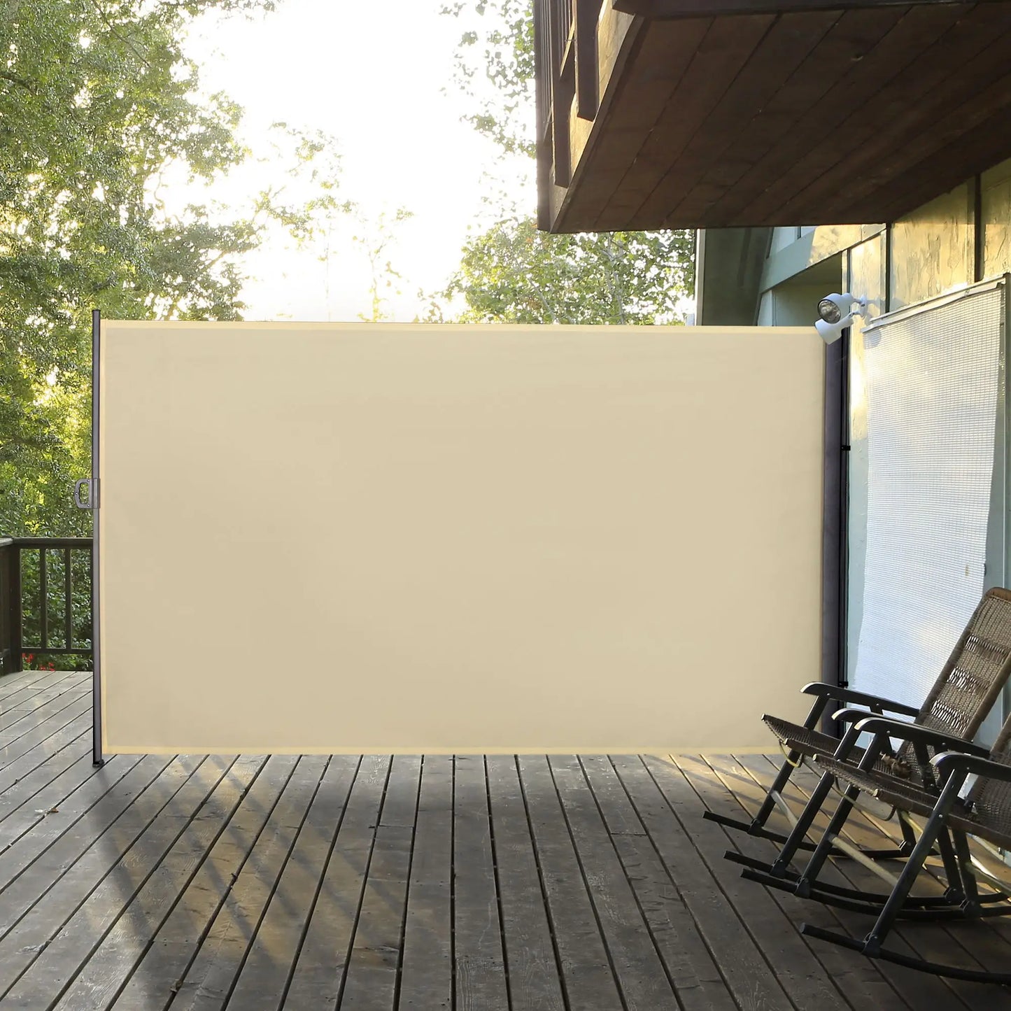118" x 79" Retractable Patio Awning, UV Wind Resistant, Cream White Side Awnings at Gallery Canada