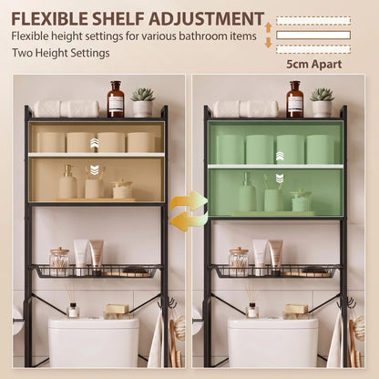 3-Tier Over-the-Toilet Storage Shelf, Adjustable, Black