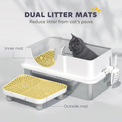 Extra Large Stainless Steel Cat Litter Box, High Sided, Removable Lid Cat Litter Box Enclosures at Gallery Canada