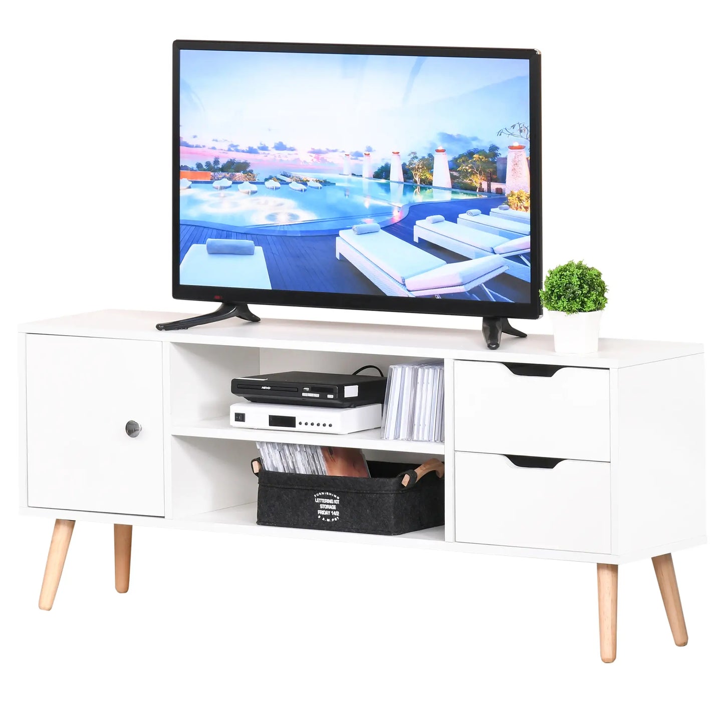 TV Stand for 50" TVs, Cabinet with Shelves, Drawers, White TV Stands at Gallery Canada