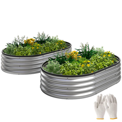 2Pcs Galvanized Raised Garden Bed, 5x3x1 ft, Silver Galvanized Planter Boxes at Gallery Canada