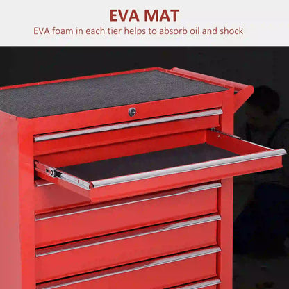 Lockable Tool Chest Set, 7 Drawer Cabinet with Wheels, 4 Drawer Portable, Red Tool Organizers at Gallery Canada