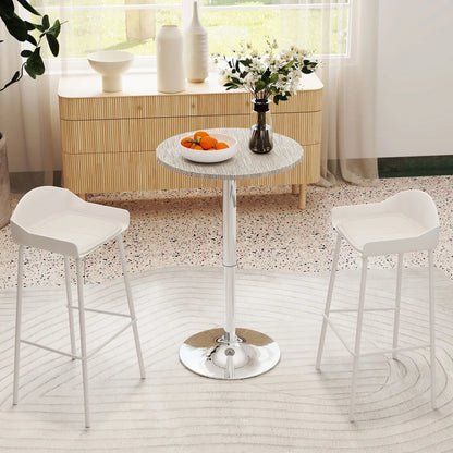 Adjustable Round Bar Table, PE Rattan Top, Steel Base, 2-Person, Grey Bar Tables at Gallery Canada