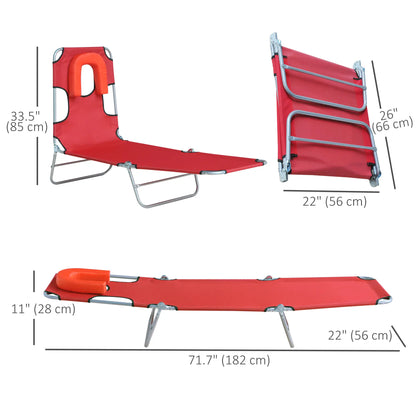 Outdoor Lounge Chair, Adjustable Folding Chaise, Sun Lounger Bed, Red Lounger Chairs at Gallery Canada