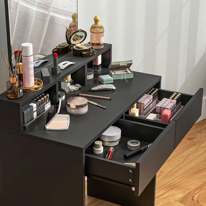 Modern Makeup Vanity Desk with Mirror, Drawers, Black Dressing & Vanity Tables at Gallery Canada