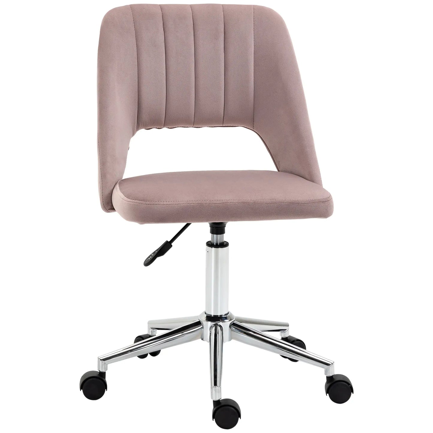 Mid Back Office Chair, Velvet Fabric, Swivel, Scallop Shape, Pink Office Chairs Pink at Gallery Canada