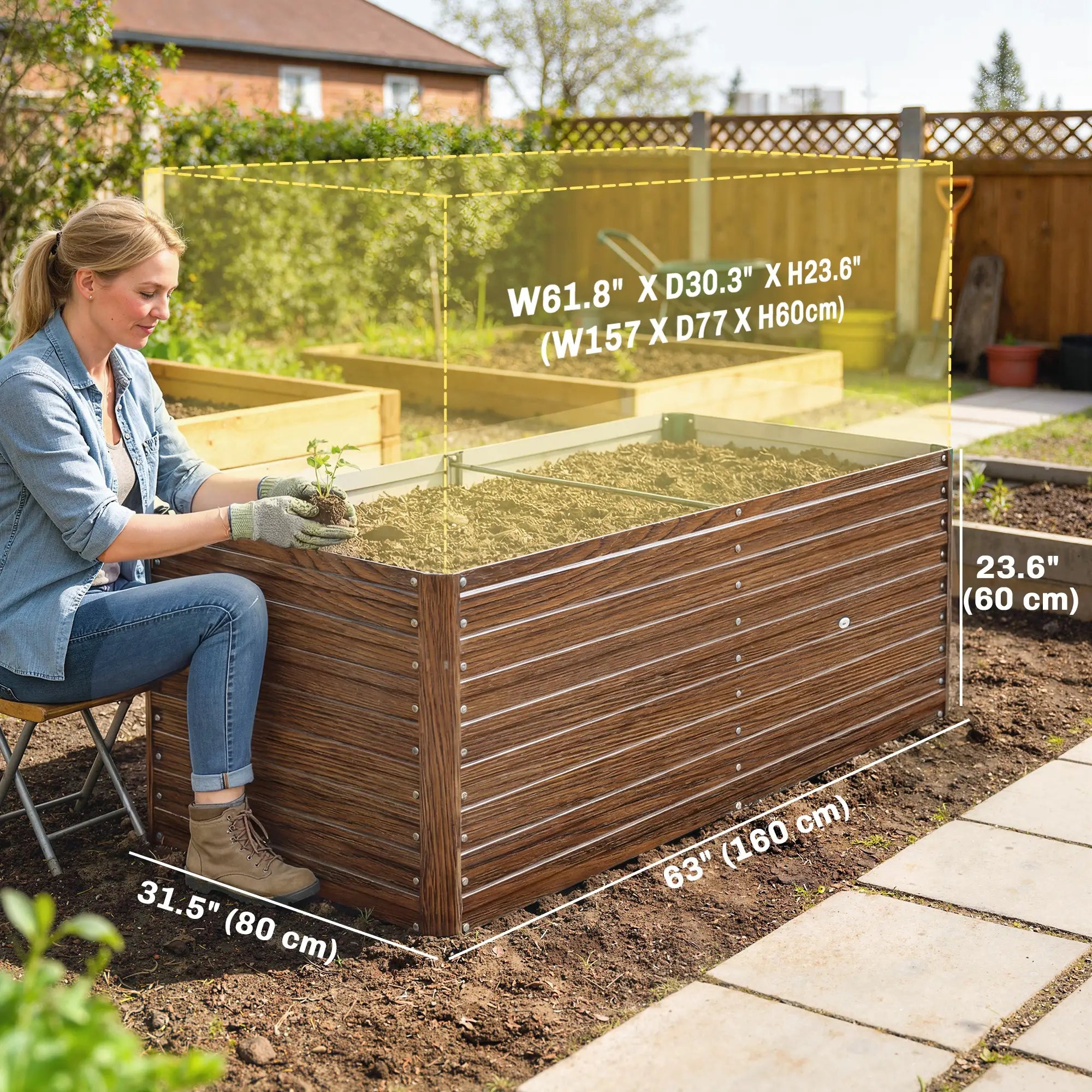 5' x 3' x 2' Raised Garden Bed, Galvanized Planter Box, Dark Brown Wood Effect, Dark Brown Galvanized Planter Boxes at Gallery Canada