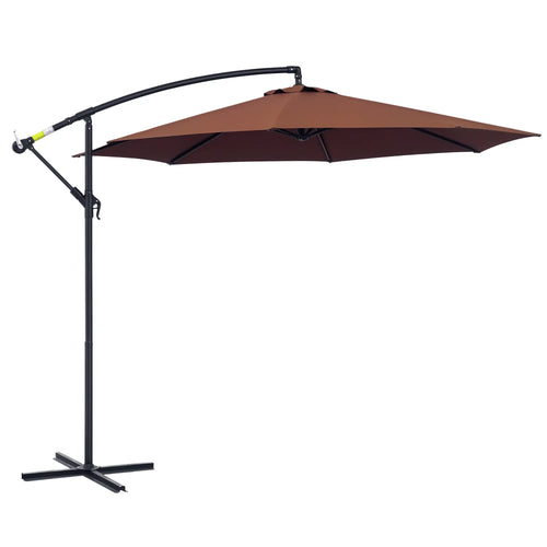 10' Deluxe Patio Umbrella, Offset Sunshade with Crank, Cross Base