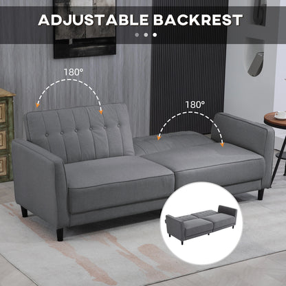 Convertible Bed with Couch, Adjustable Back Sofa Bed, Charcoal Grey 2-Seater Sofas at Gallery Canada