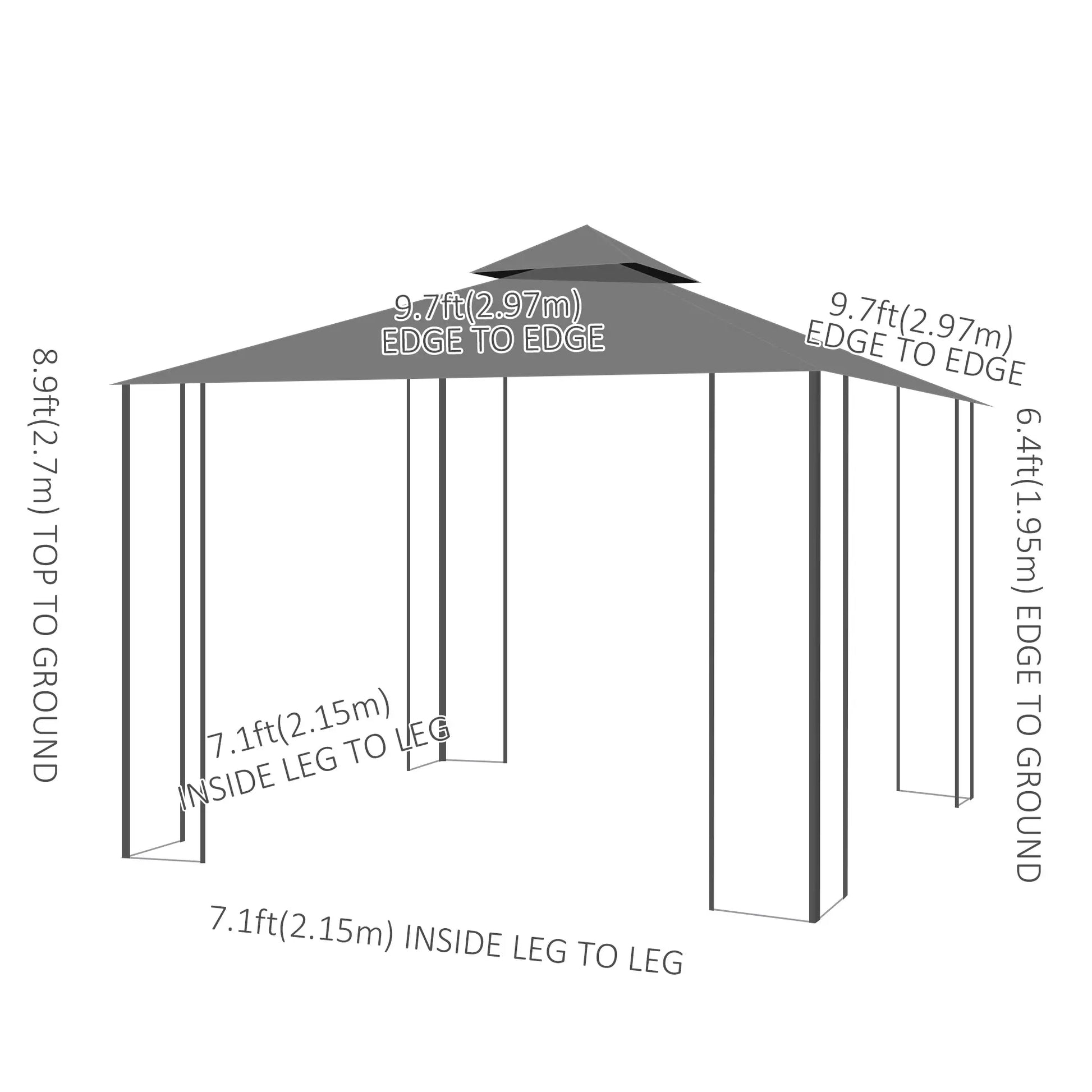 10'x10' Garden Gazebo, Portable Canopy, Mosquito Netting, Grey Gazebos at Gallery Canada
