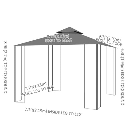 10'x10' Garden Gazebo, Portable Canopy, Mosquito Netting, Grey Gazebos at Gallery Canada