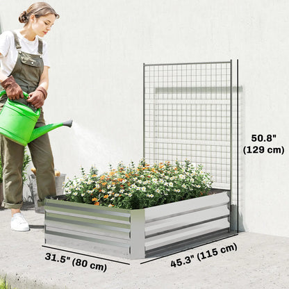Galvanized Raised Garden Bed With Trellis, Planter Box, Open Bottom, Silver Galvanized Planter Boxes at Gallery Canada