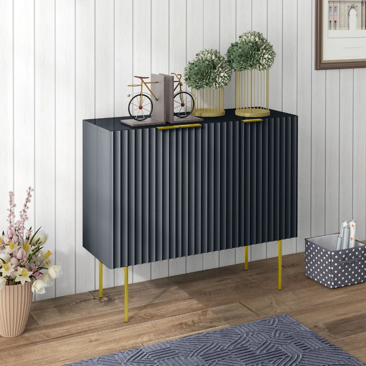 Modern Storage Cabinet, Sideboard Buffet, Gold Legs, Black Storage Cabinets at Gallery Canada