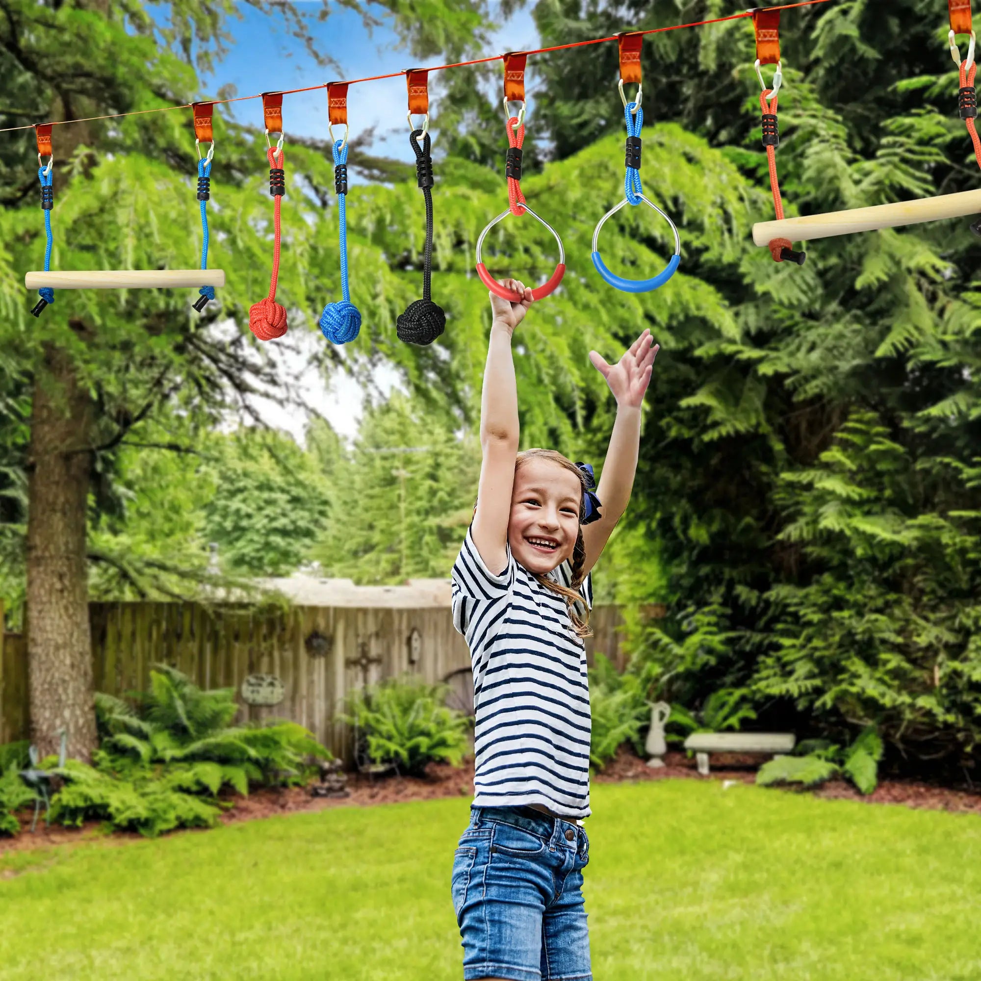Slackline Set, 30-Piece, 10m Rope With Obstacles, Climbing Frame Gym Sets & Swings at Gallery Canada
