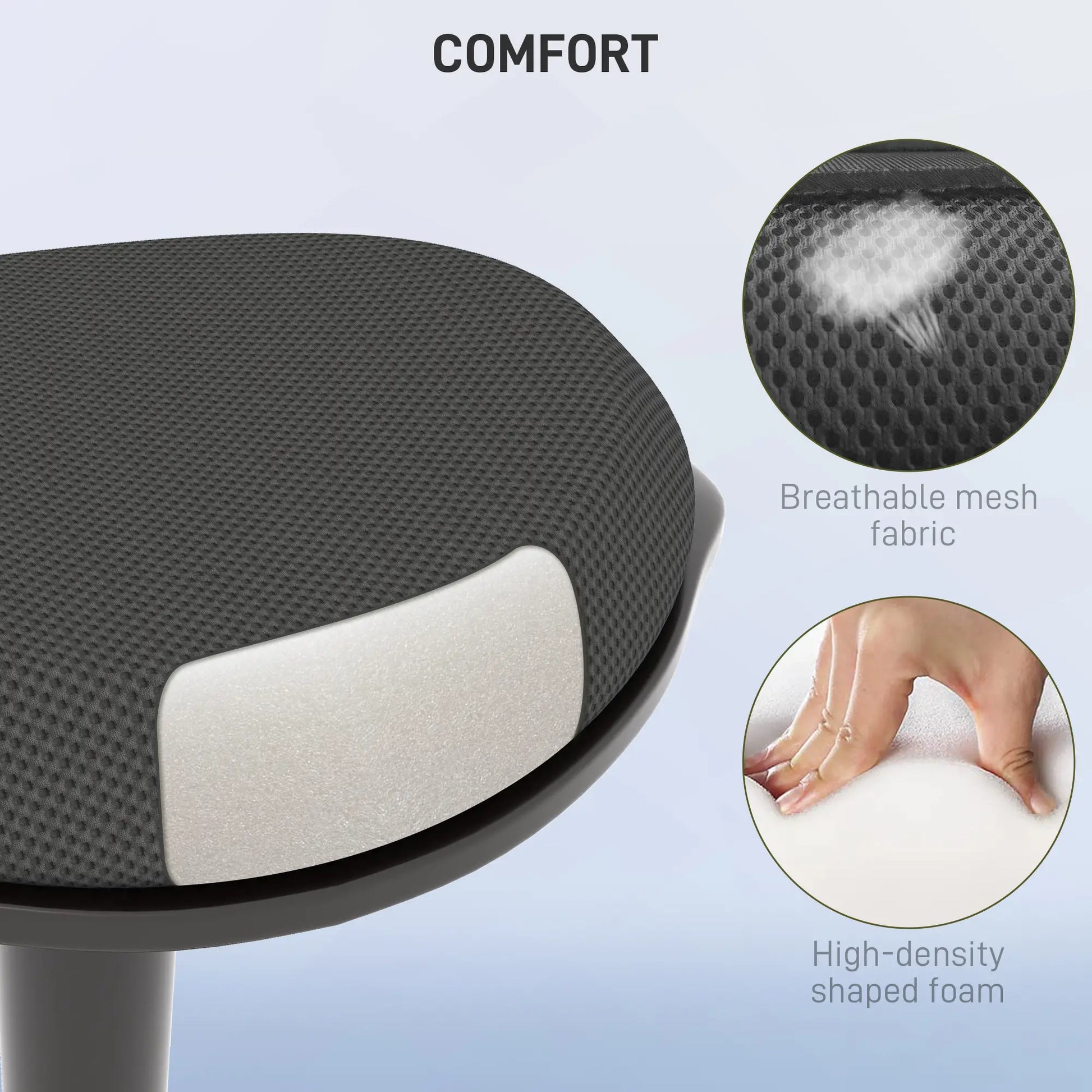 Standing Desk Stool, Ergonomic Wobble Chair, Adjustable Leaning Stool, Black Office Chairs at Gallery Canada