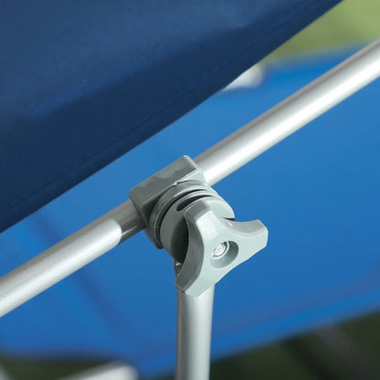 Outdoor Lounge Chair, Adjustable Folding Chaise With Sun Shade, Blue Lounger Chairs at Gallery Canada