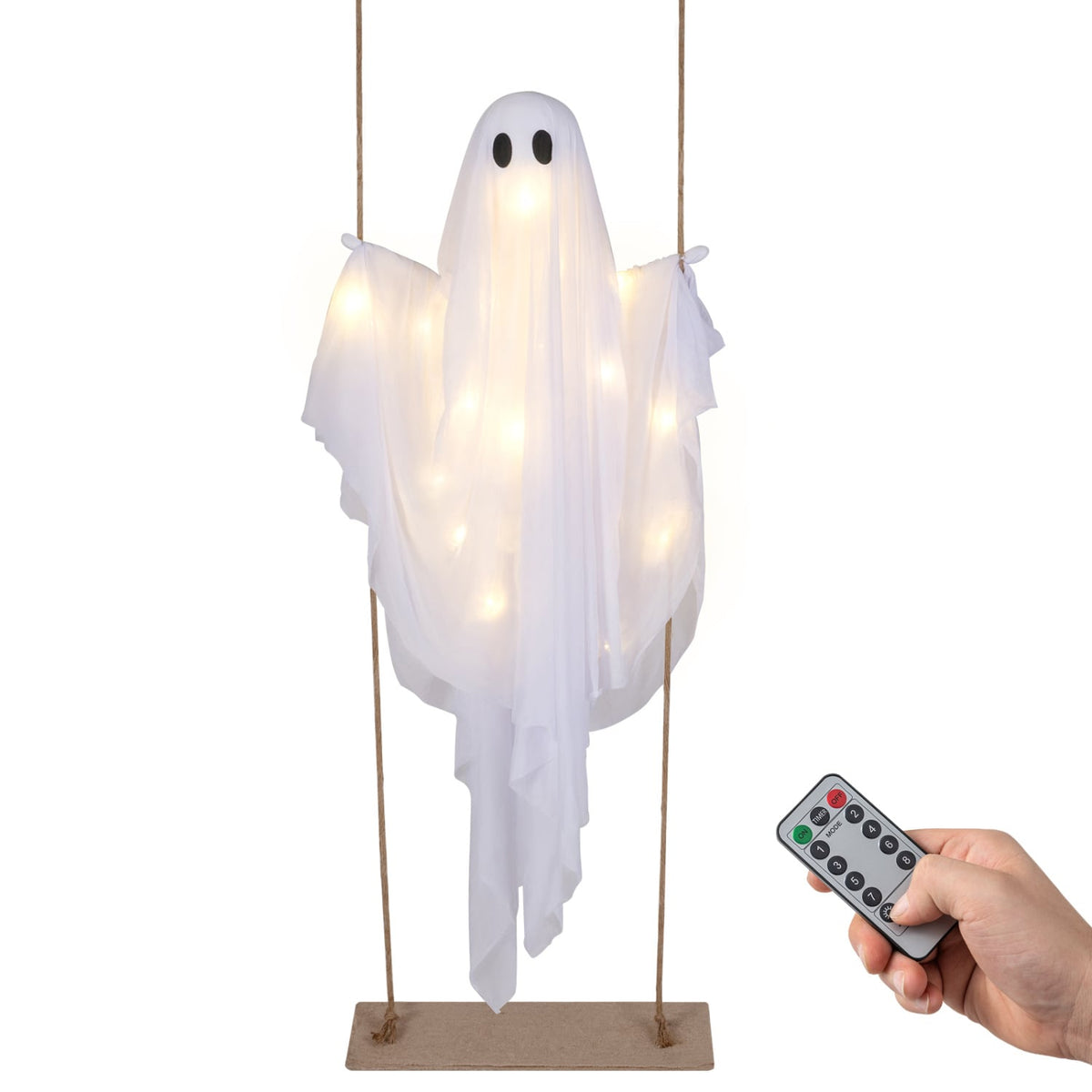 5Ft Halloween Hanging Swing Ghost, LED String Lights