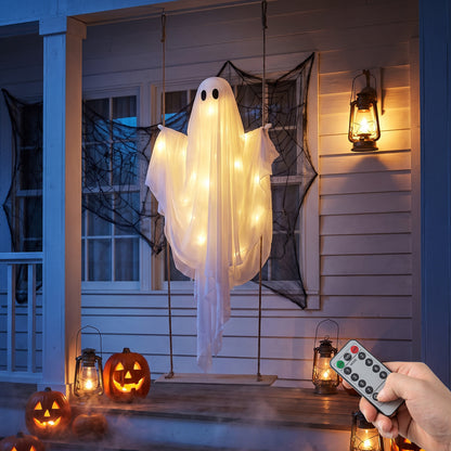 5Ft Halloween Hanging Swing Ghost, LED String Lights