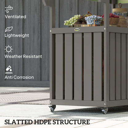 Outdoor Bar Cart With Storage Cabinet, Stainless Steel Table Top, Wheeled HDPE Kitchen Island Outdoor Grill Carts at Gallery Canada