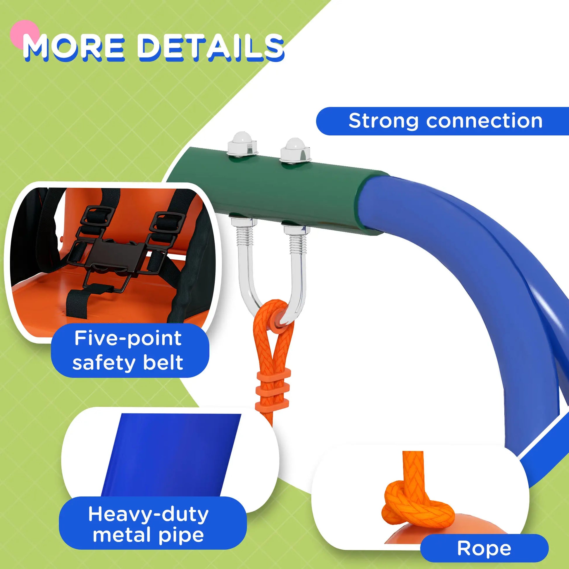 Kid Swing Set with Safety Harness, 6 Months+, Heavy Duty, Indoor/Outdoor, Orange Gym Sets & Swings at Gallery Canada