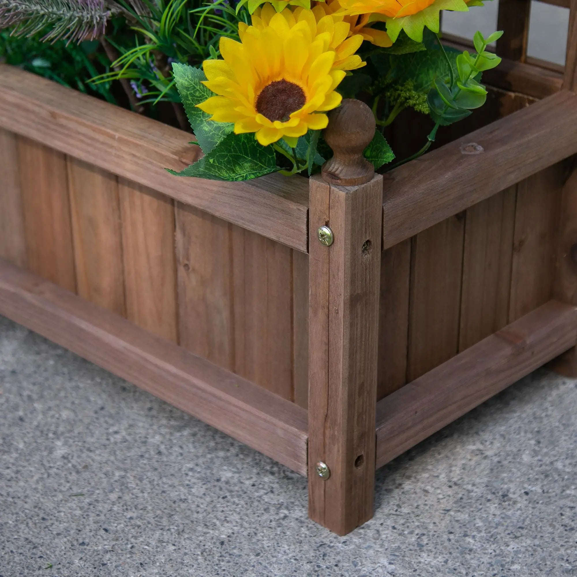 Raised Garden Bed with Trellis, Wood Planter Box, 25.2