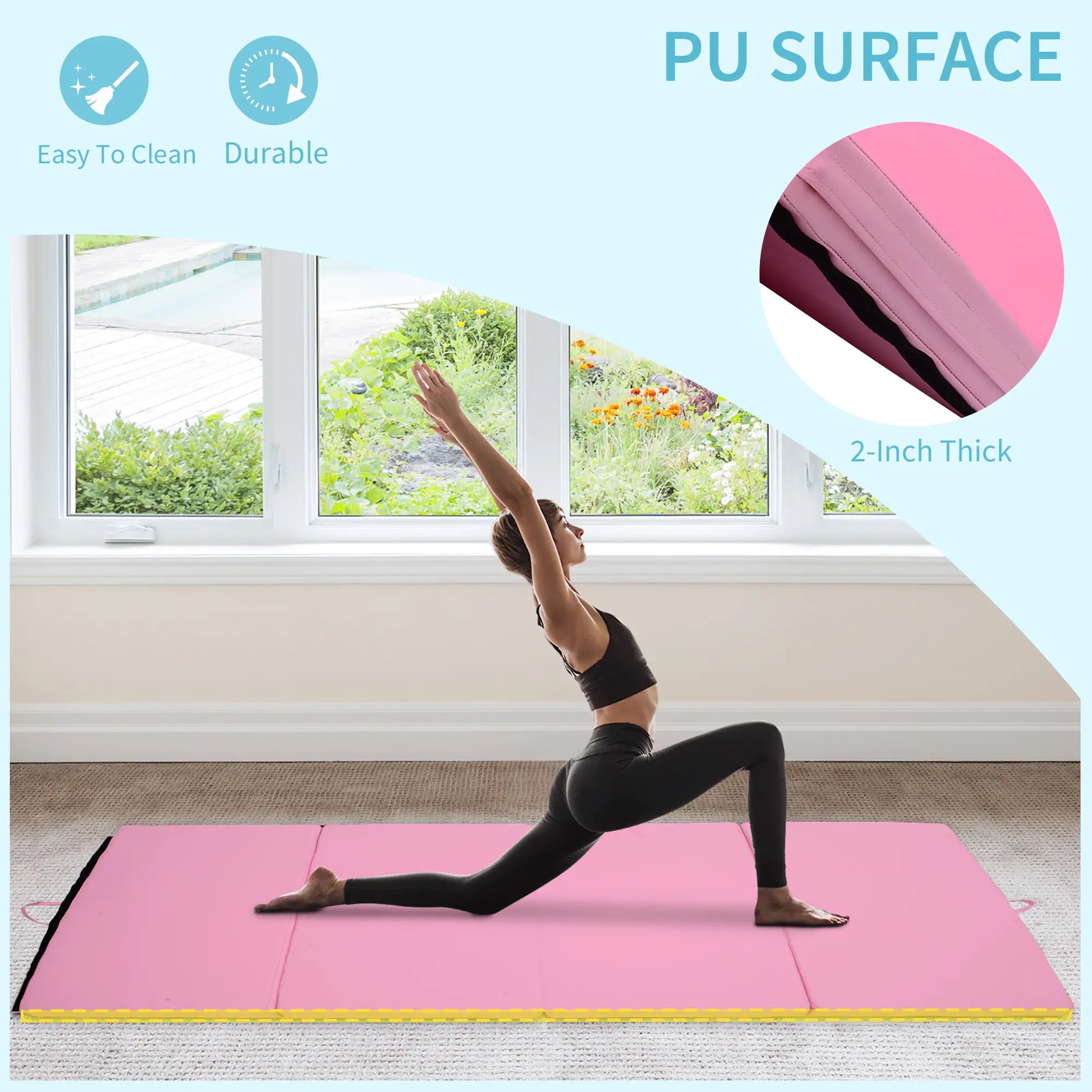 4'x6'x2'' Folding Gymnastics Mat, Exercise Mat for Yoga, MMA, Pink Gymnastics Mats at Gallery Canada