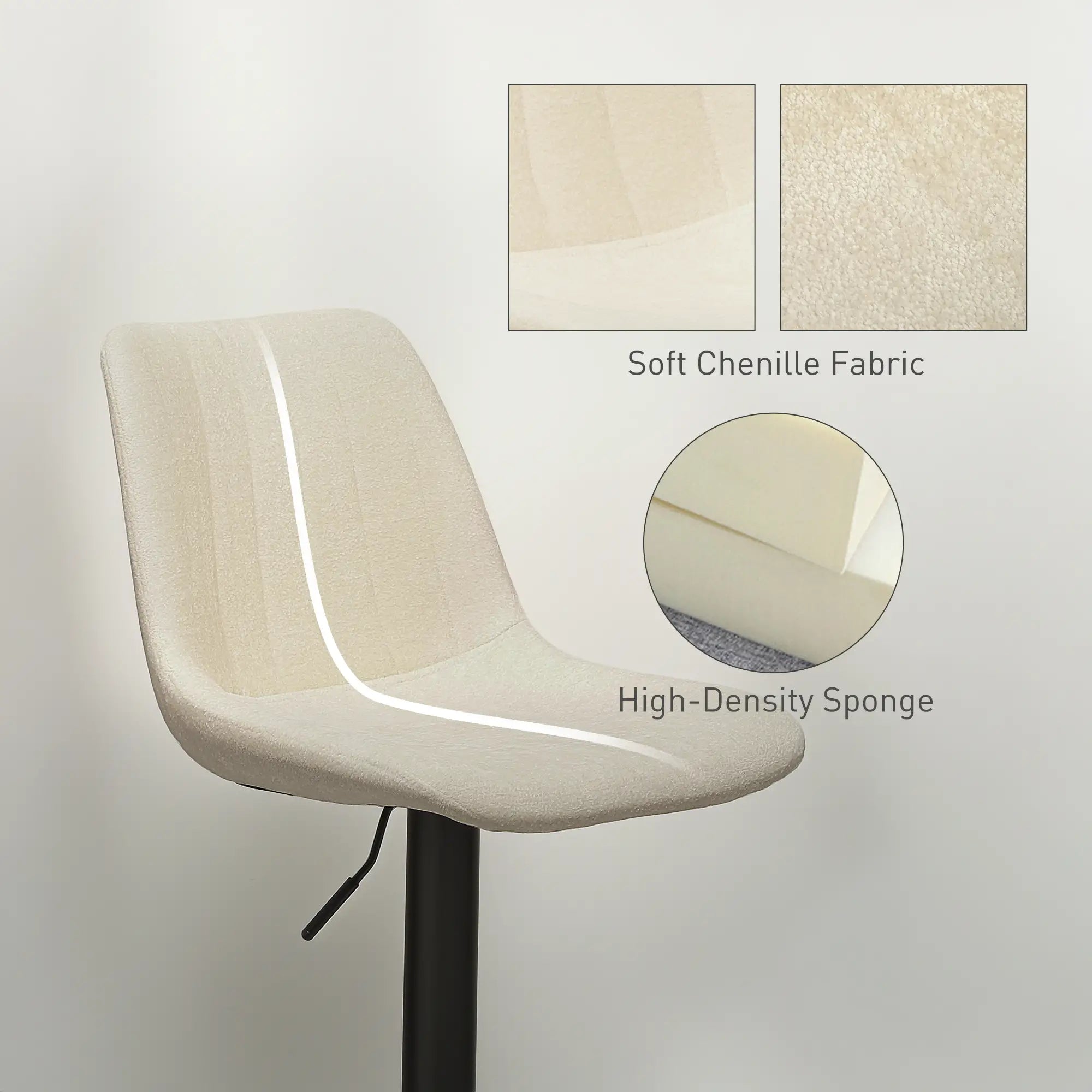 Adjustable Barstools Set of 2, Swivel with Back, Footrest, Beige Bar Stools at Gallery Canada