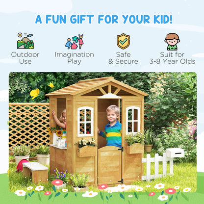 Kids Wooden Playhouse, Door Windows, Mailbox, Flower Pot, Bench, Yellow Play Houses at Gallery Canada