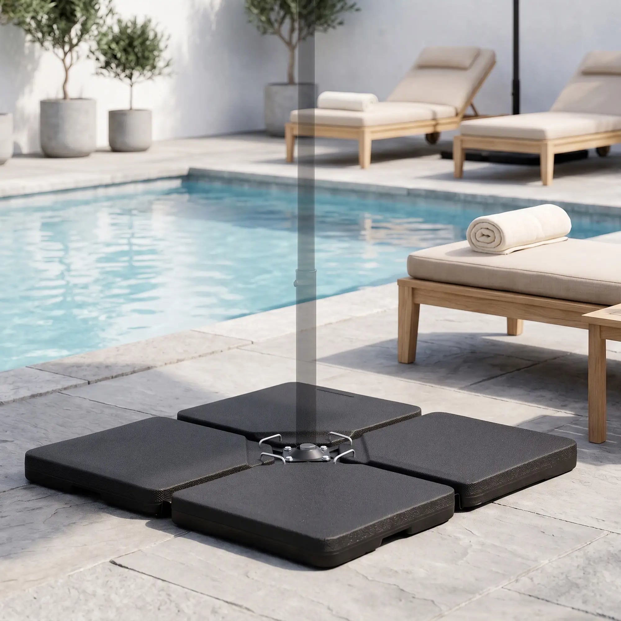 Set of 4 Parasol Base Stand Weights, Fills with Sand or Water, Black Umbrella Bases at Gallery Canada