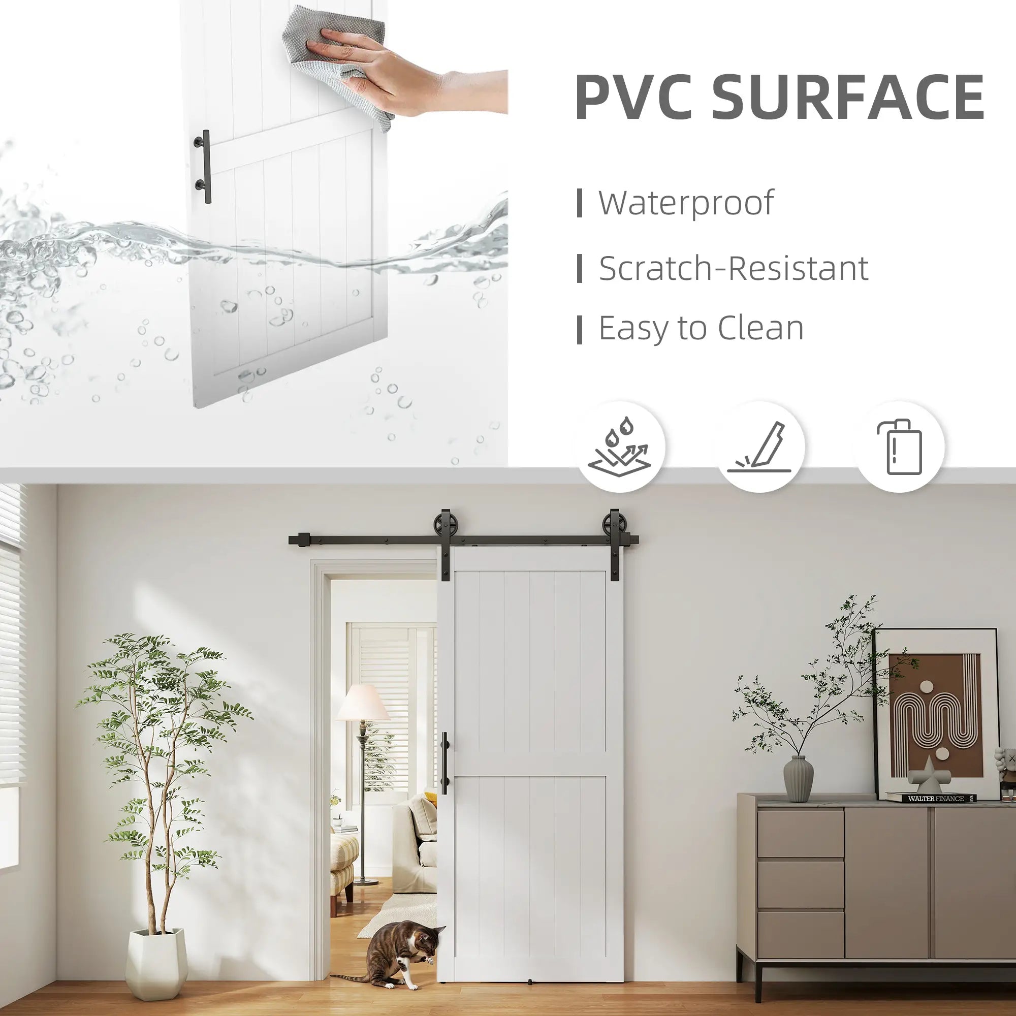 36inx84in Barn Door, 6FT Sliding Hardware Kit, White Door Hardware at Gallery Canada