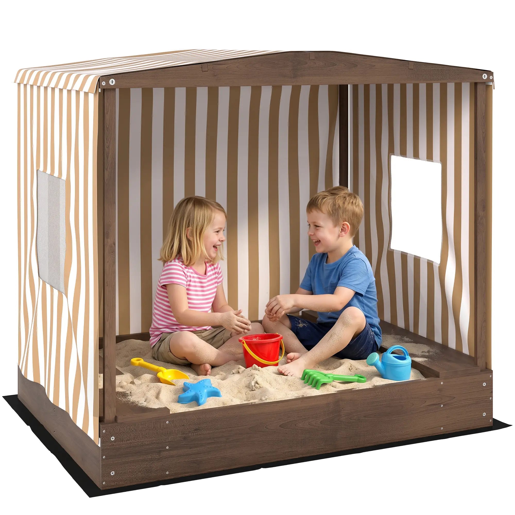 Kids Sandbox with Canopy, Bench Seats, 56
