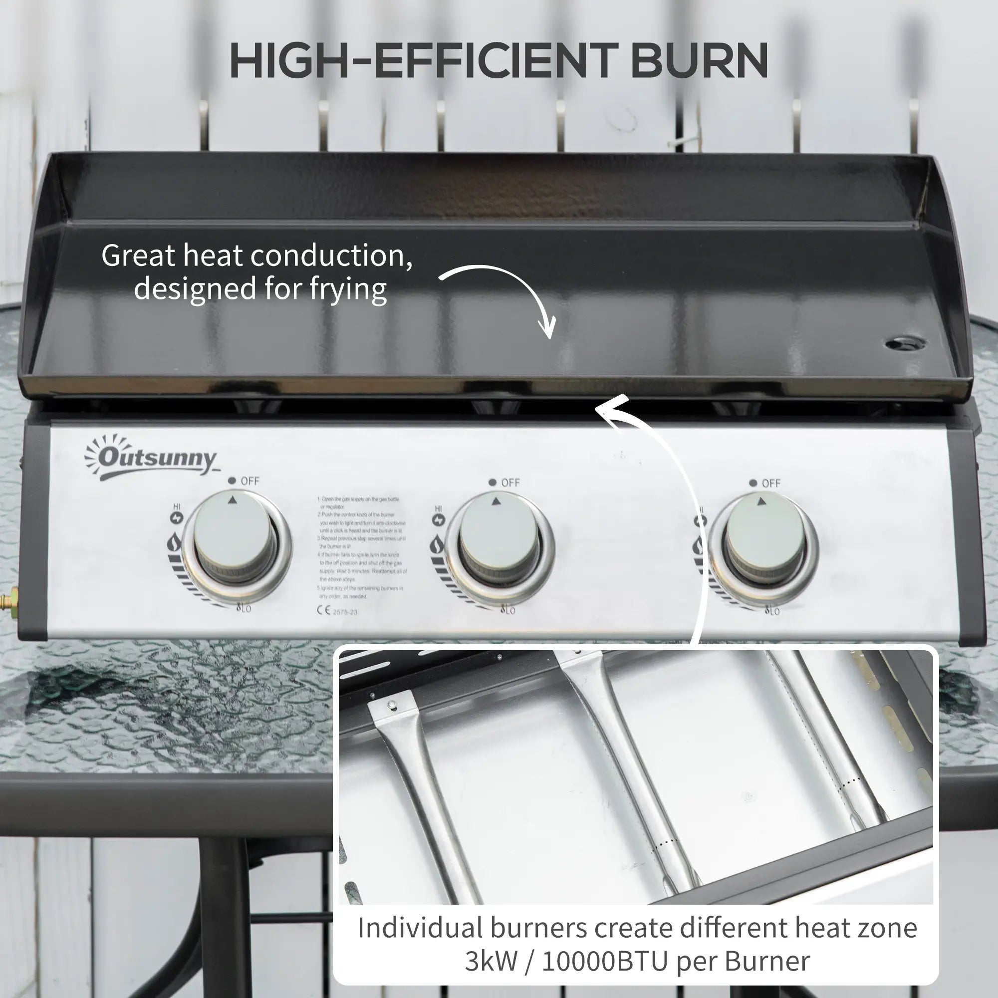 3 Burner Portable Tabletop BBQ Grill, Silver Propane Gas Grills at Gallery Canada
