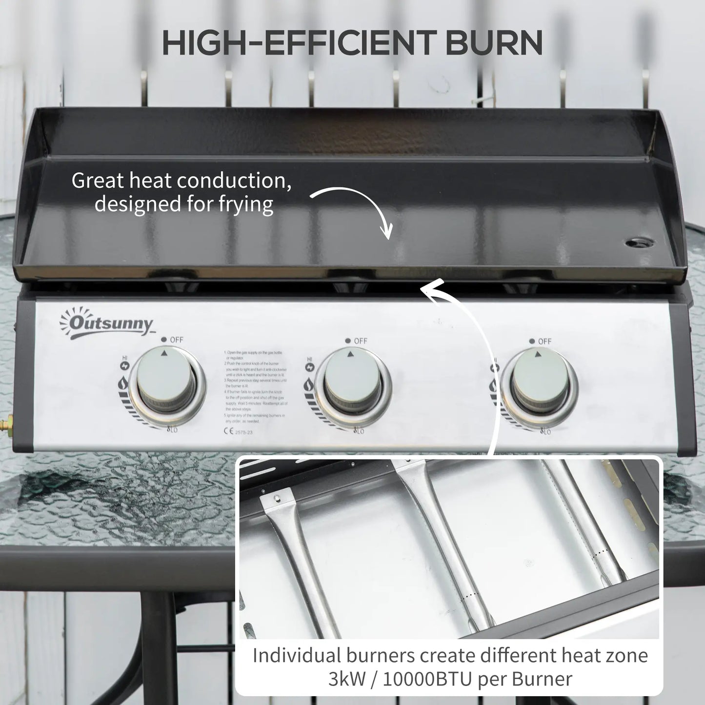 3 Burner Portable Tabletop BBQ Grill, Silver Propane Gas Grills at Gallery Canada