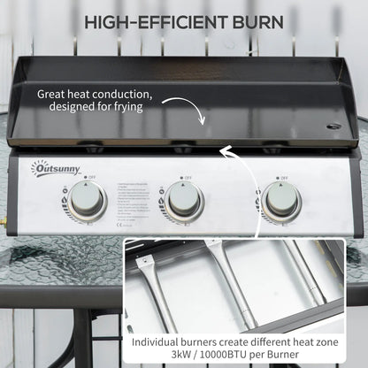 3 Burner Portable Tabletop BBQ Grill, Silver Propane Gas Grills at Gallery Canada