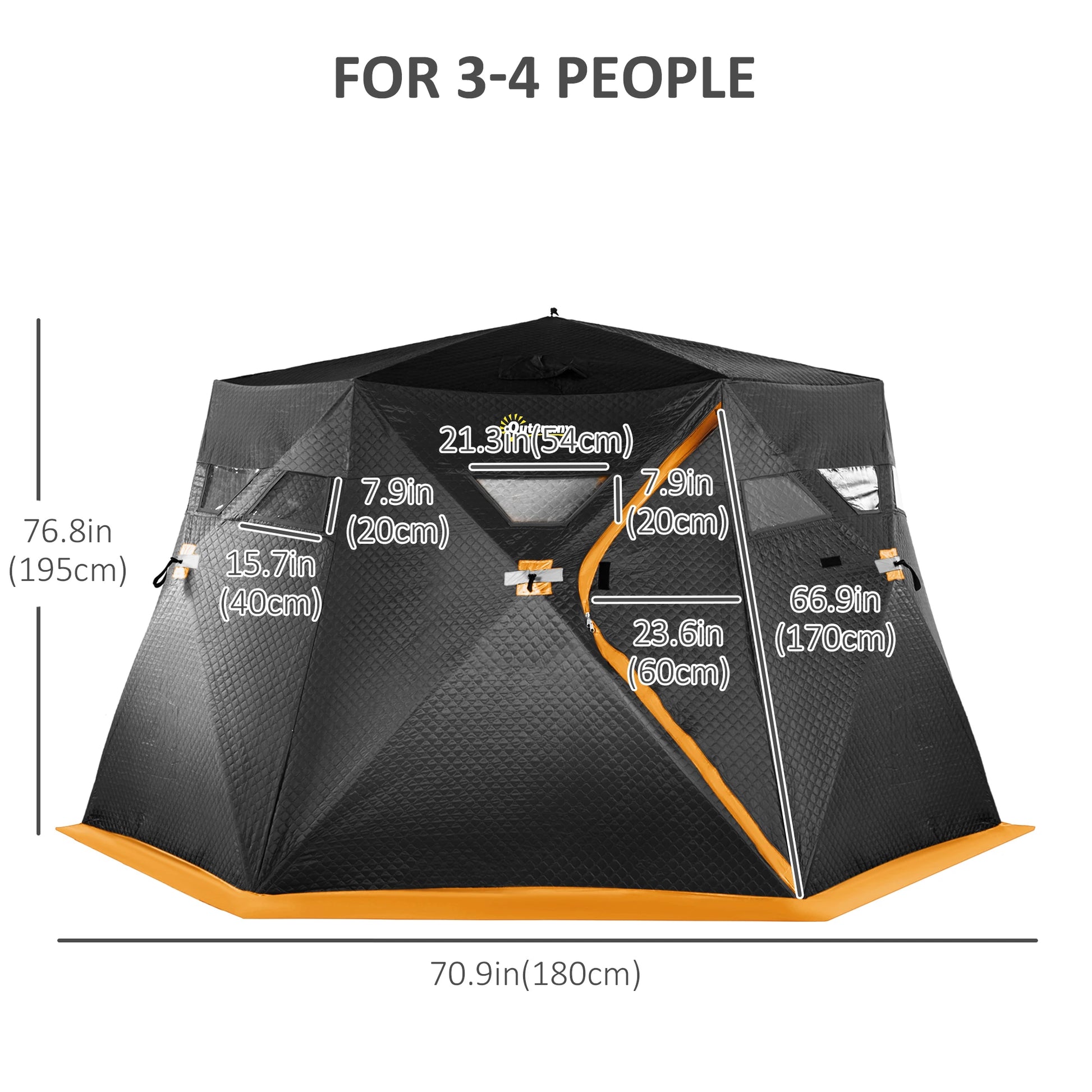 4 Person Insulated Ice Fishing Shelter, Pop-Up Tent with Carry Bag, 2 Doors, Black Ice Fishing Tents at Gallery Canada