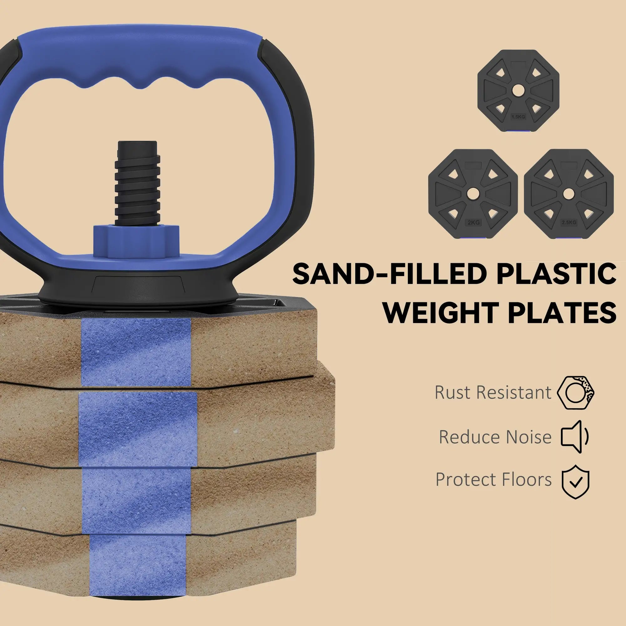 4-in-1 Adjustable Dumbbell Set, 55lbs, Blue Dumbbells & Barbells at Gallery Canada