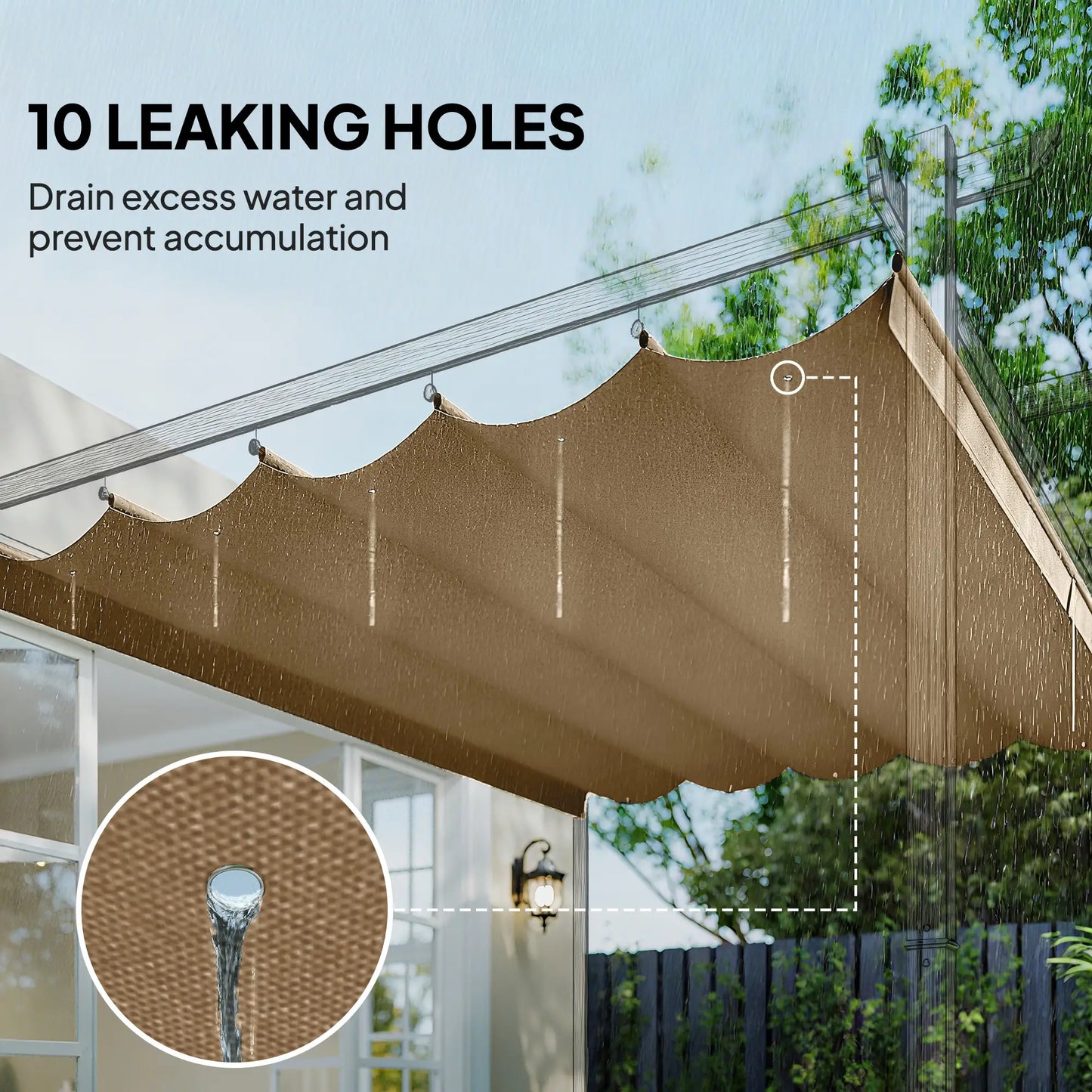 Retractable Pergola Canopy, 10' x 10', Tan Gazebo Canopy Replacement at Gallery Canada